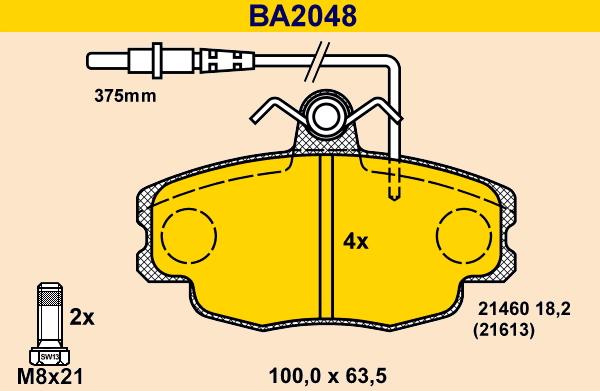 Barum BA2048 - Kit pastiglie freno, Freno a disco autozon.pro