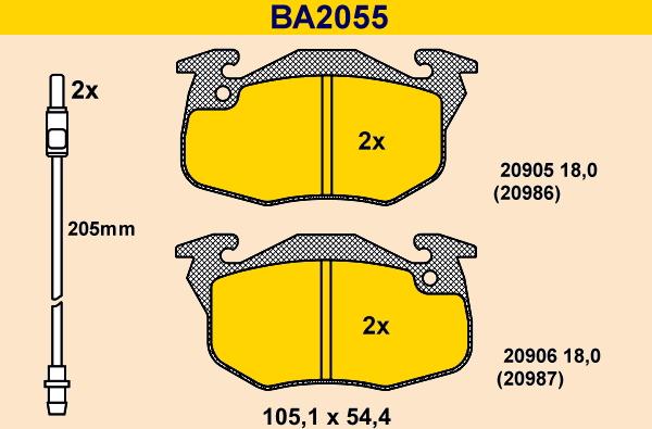 Barum BA2055 - Kit pastiglie freno, Freno a disco autozon.pro