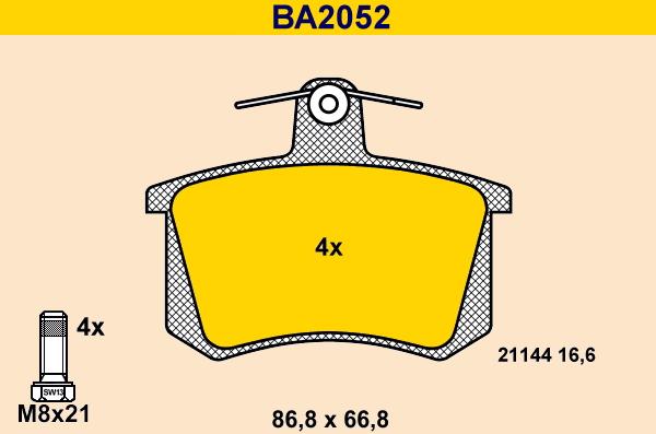 Barum BA2052 - Kit pastiglie freno, Freno a disco autozon.pro