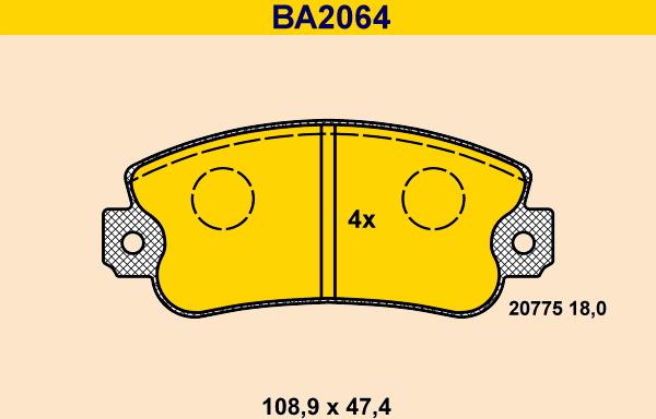 Barum BA2064 - Kit pastiglie freno, Freno a disco autozon.pro