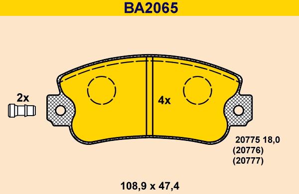 Barum BA2065 - Kit pastiglie freno, Freno a disco autozon.pro