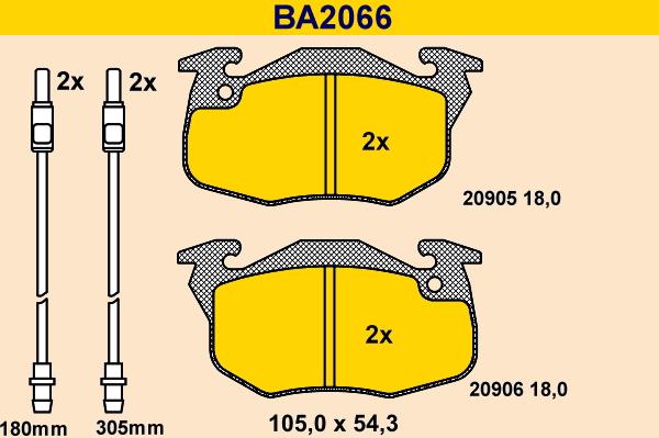 Barum BA2066 - Kit pastiglie freno, Freno a disco autozon.pro