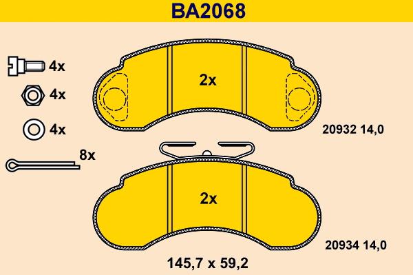 Barum BA2068 - Kit pastiglie freno, Freno a disco autozon.pro