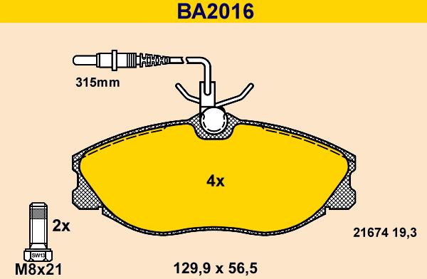 Barum BA2016 - Kit pastiglie freno, Freno a disco autozon.pro