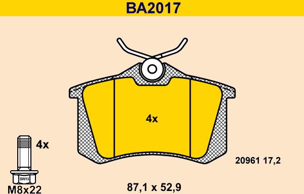 Barum BA2017 - Kit pastiglie freno, Freno a disco autozon.pro