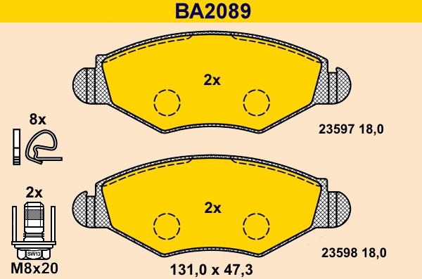 Barum BA2089 - Kit pastiglie freno, Freno a disco autozon.pro