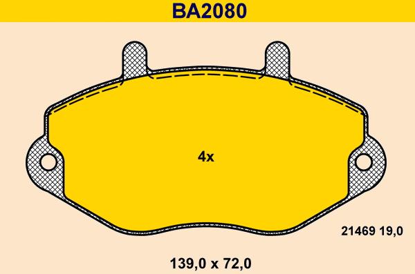 Barum BA2080 - Kit pastiglie freno, Freno a disco autozon.pro