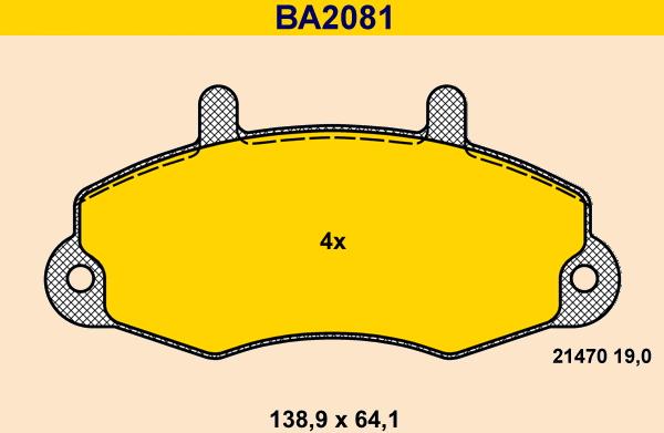 Barum BA2081 - Kit pastiglie freno, Freno a disco autozon.pro