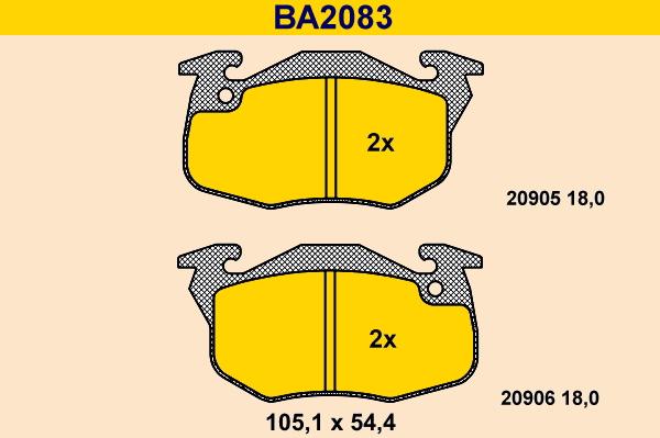 Barum BA2083 - Kit pastiglie freno, Freno a disco autozon.pro