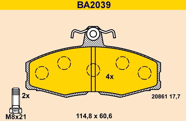 Barum BA2039 - Kit pastiglie freno, Freno a disco autozon.pro