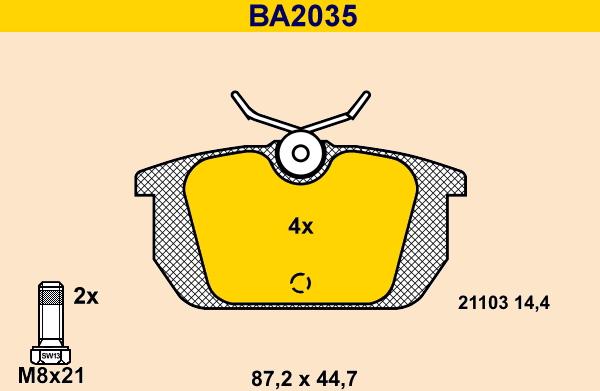 Barum BA2035 - Kit pastiglie freno, Freno a disco autozon.pro