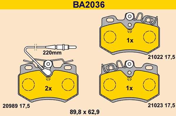 Barum BA2036 - Kit pastiglie freno, Freno a disco autozon.pro