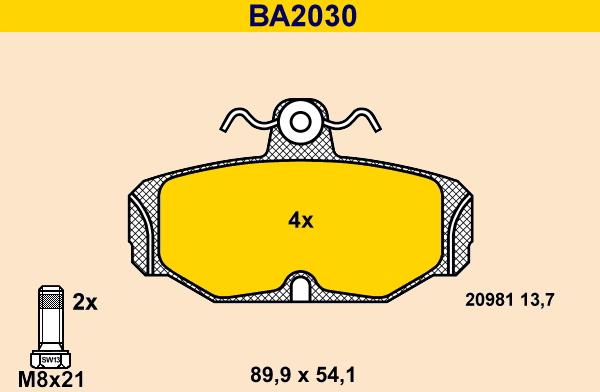 Barum BA2030 - Kit pastiglie freno, Freno a disco autozon.pro