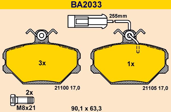 Barum BA2033 - Kit pastiglie freno, Freno a disco autozon.pro