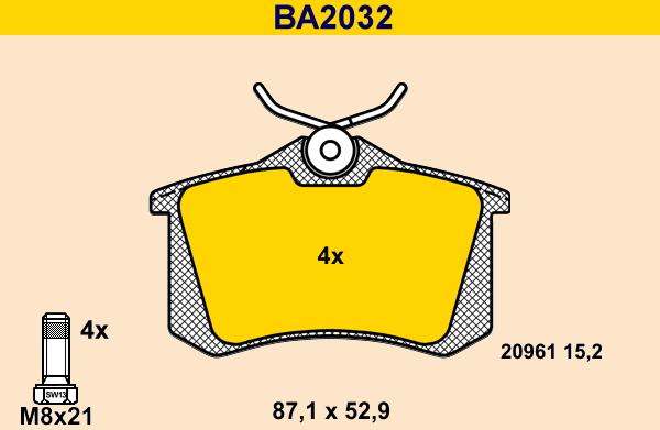 Barum BA2032 - Kit pastiglie freno, Freno a disco autozon.pro