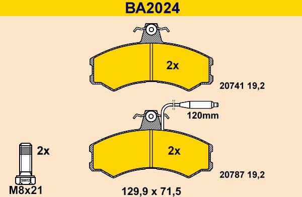 Barum BA2024 - Kit pastiglie freno, Freno a disco autozon.pro