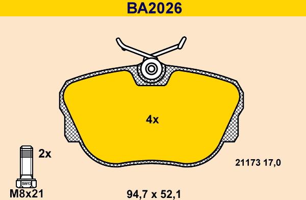 Barum BA2026 - Kit pastiglie freno, Freno a disco autozon.pro