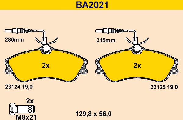 Barum BA2021 - Kit pastiglie freno, Freno a disco autozon.pro