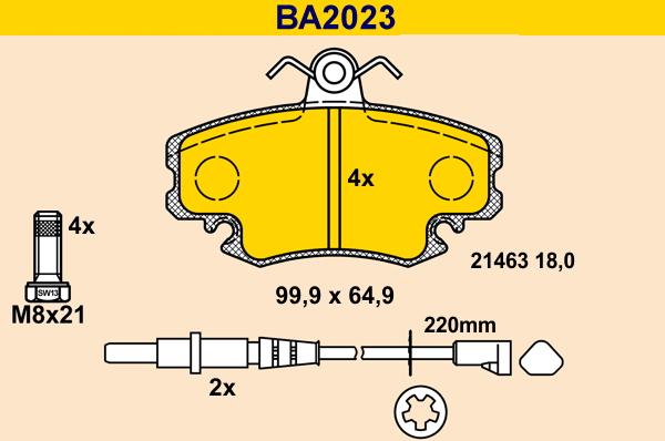 Barum BA2023 - Kit pastiglie freno, Freno a disco autozon.pro