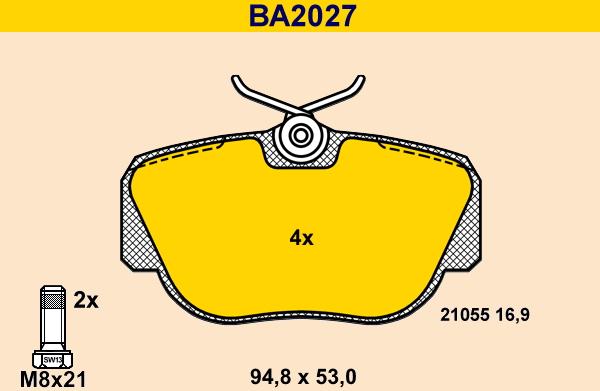 Barum BA2027 - Kit pastiglie freno, Freno a disco autozon.pro