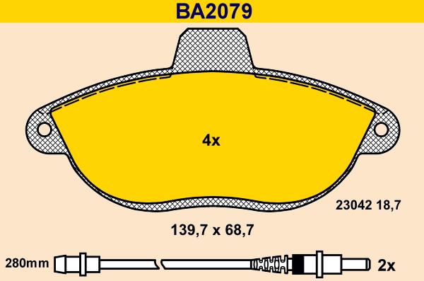 Barum BA2079 - Kit pastiglie freno, Freno a disco autozon.pro