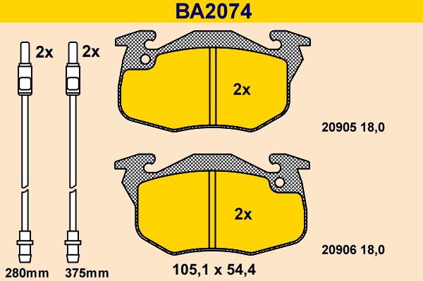 Barum BA2074 - Kit pastiglie freno, Freno a disco autozon.pro