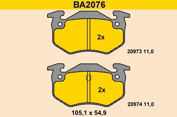 Barum BA2076 - Kit pastiglie freno, Freno a disco autozon.pro