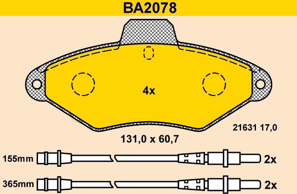 Barum BA2078 - Kit pastiglie freno, Freno a disco autozon.pro