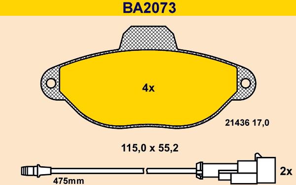 Barum BA2073 - Kit pastiglie freno, Freno a disco autozon.pro