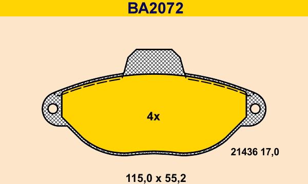 Barum BA2072 - Kit pastiglie freno, Freno a disco autozon.pro