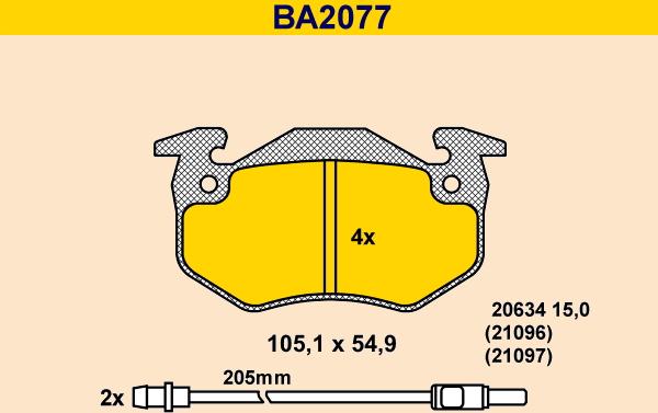 Barum BA2077 - Kit pastiglie freno, Freno a disco autozon.pro