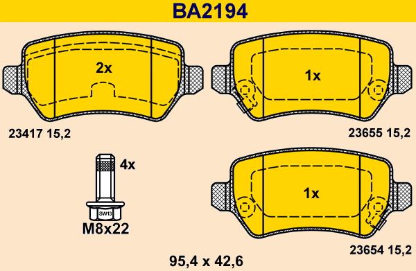 Barum BA2194 - Kit pastiglie freno, Freno a disco autozon.pro