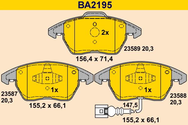 Barum BA2195 - Kit pastiglie freno, Freno a disco autozon.pro