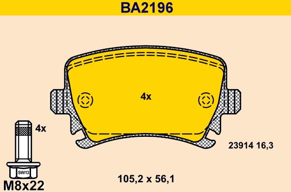 Barum BA2196 - Kit pastiglie freno, Freno a disco autozon.pro