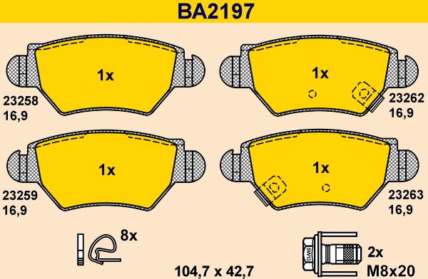 Barum BA2197 - Kit pastiglie freno, Freno a disco autozon.pro