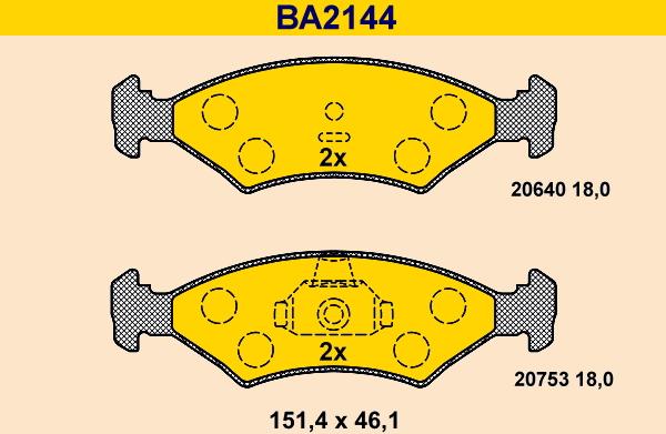 Barum BA2144 - Kit pastiglie freno, Freno a disco autozon.pro