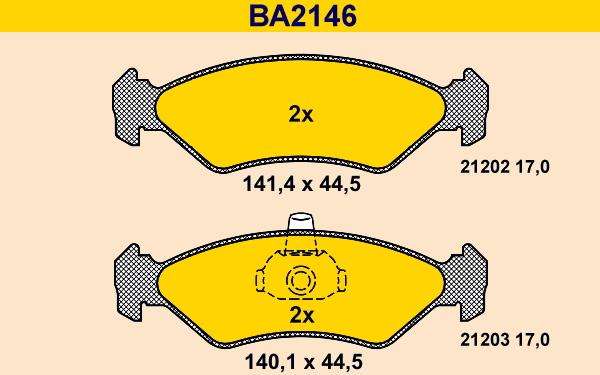 Barum BA2146 - Kit pastiglie freno, Freno a disco autozon.pro