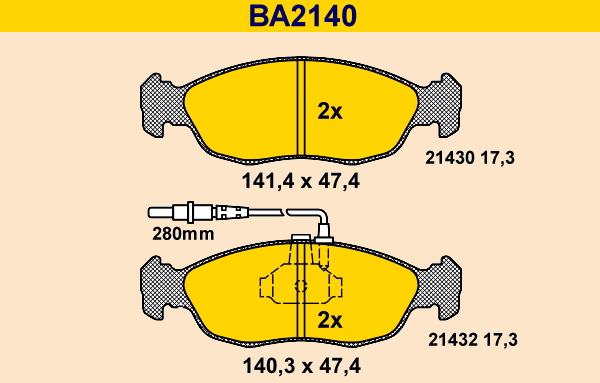 Barum BA2140 - Kit pastiglie freno, Freno a disco autozon.pro