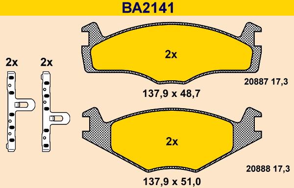 Barum BA2141 - Kit pastiglie freno, Freno a disco autozon.pro