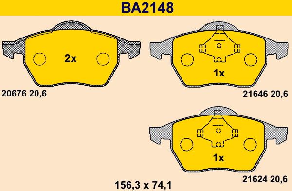 Barum BA2148 - Kit pastiglie freno, Freno a disco autozon.pro