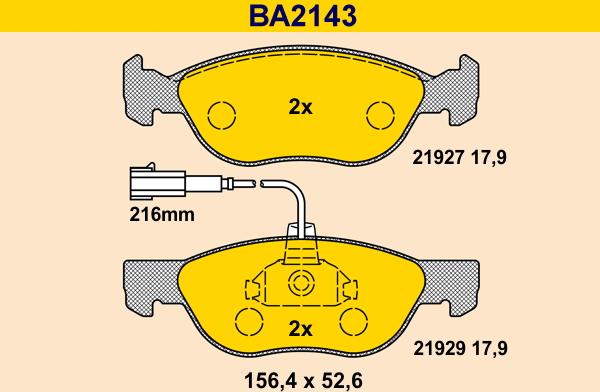 Barum BA2143 - Kit pastiglie freno, Freno a disco autozon.pro