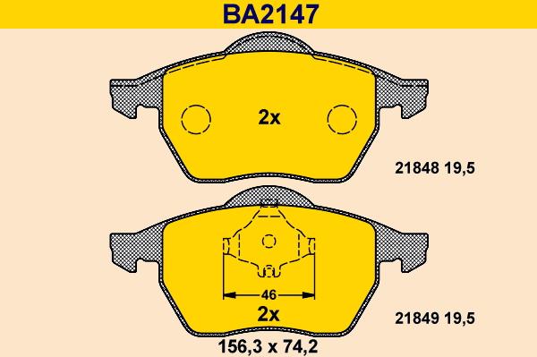 Barum BA2147 - Kit pastiglie freno, Freno a disco autozon.pro