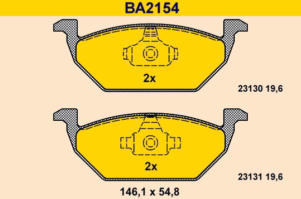 Barum BA2154 - Kit pastiglie freno, Freno a disco autozon.pro