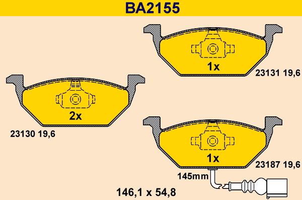 Barum BA2155 - Kit pastiglie freno, Freno a disco autozon.pro