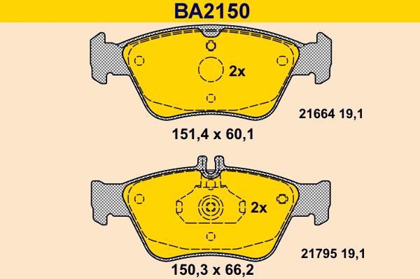 Barum BA2150 - Kit pastiglie freno, Freno a disco autozon.pro