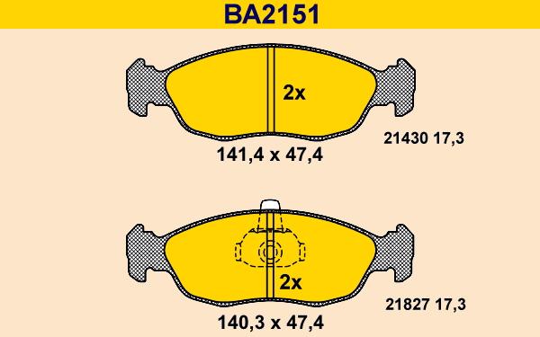 Barum BA2151 - Kit pastiglie freno, Freno a disco autozon.pro