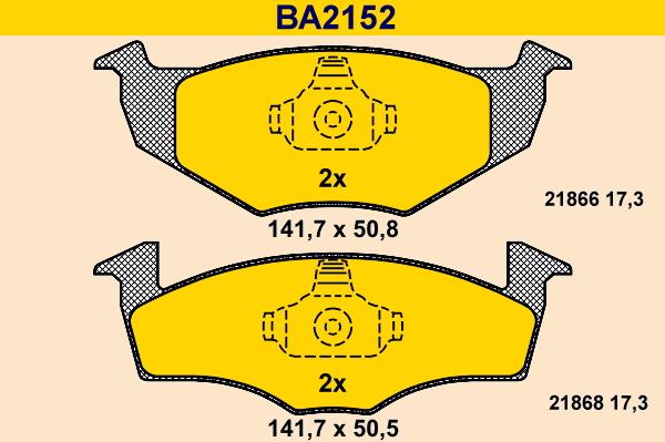 Barum BA2152 - Kit pastiglie freno, Freno a disco autozon.pro