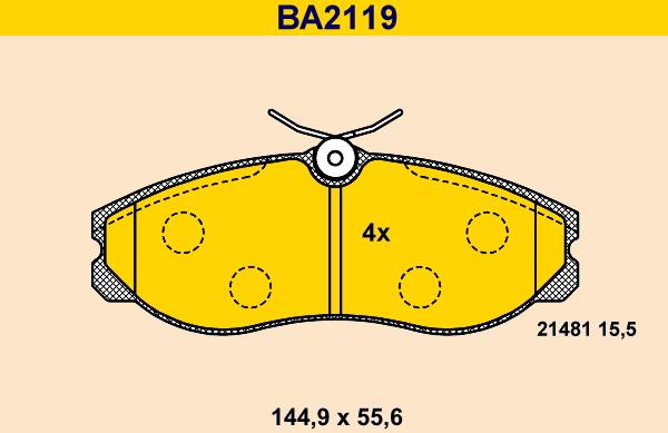 Barum BA2119 - Kit pastiglie freno, Freno a disco autozon.pro