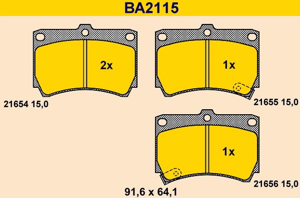 Barum BA2115 - Kit pastiglie freno, Freno a disco autozon.pro