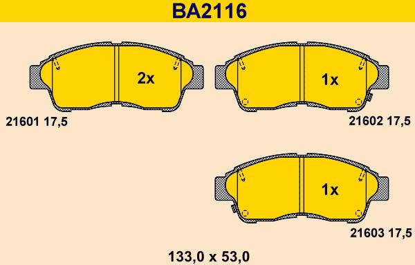 Barum BA2116 - Kit pastiglie freno, Freno a disco autozon.pro